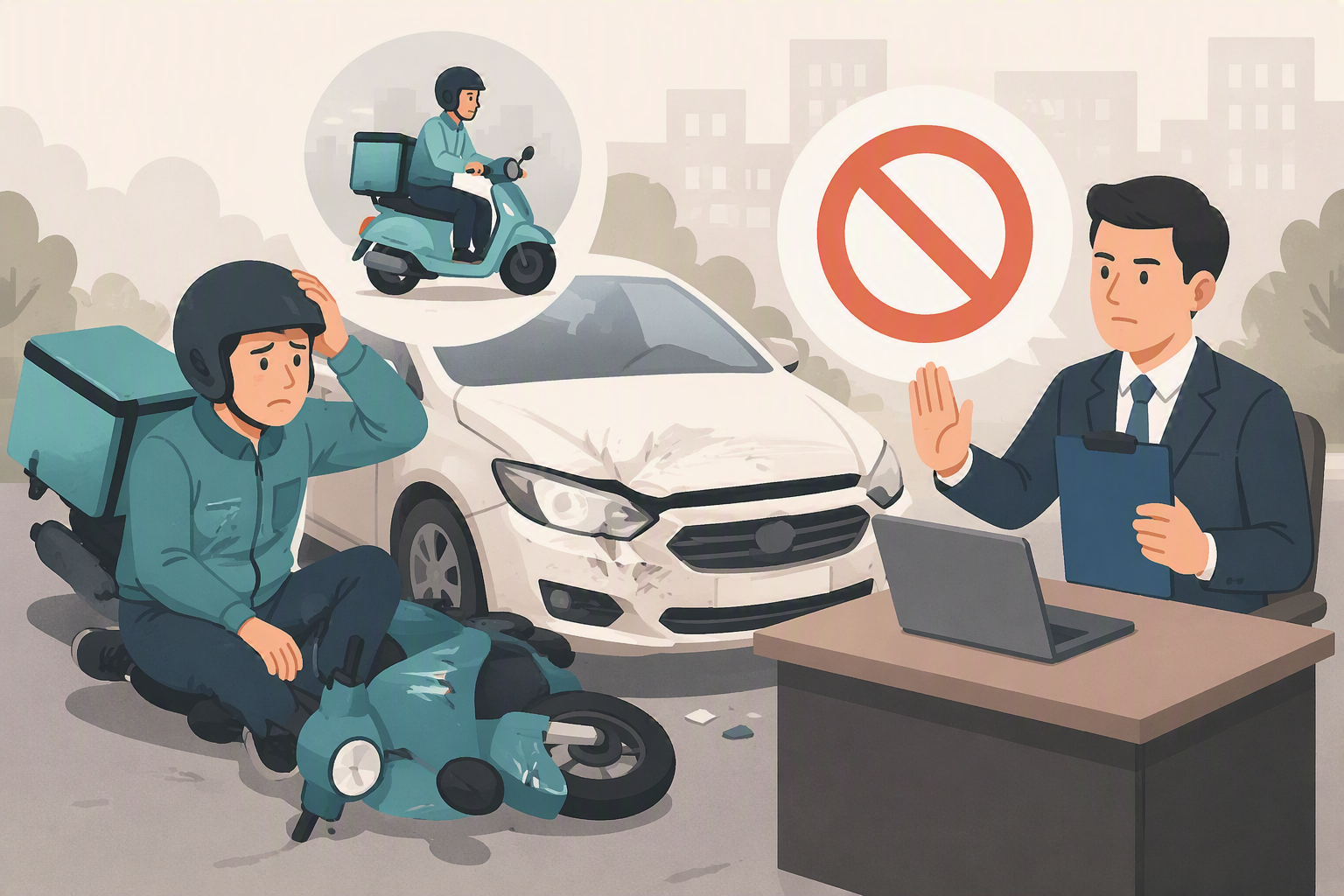유상운송 장기렌트 보험 미가입 배달대행 사고 보상 거절